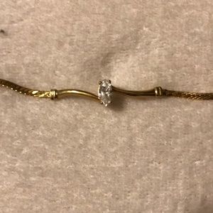 Marquise cut cubic zirconia gold plated bracelet.